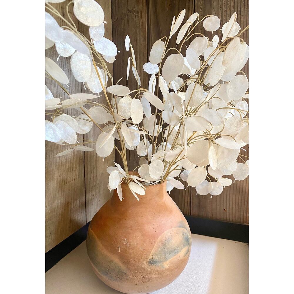 6x Faux Silver Dollar Eucalyptus Spray Stem 30" - Faux Lunaria Money Branch - Picture 2 of 6